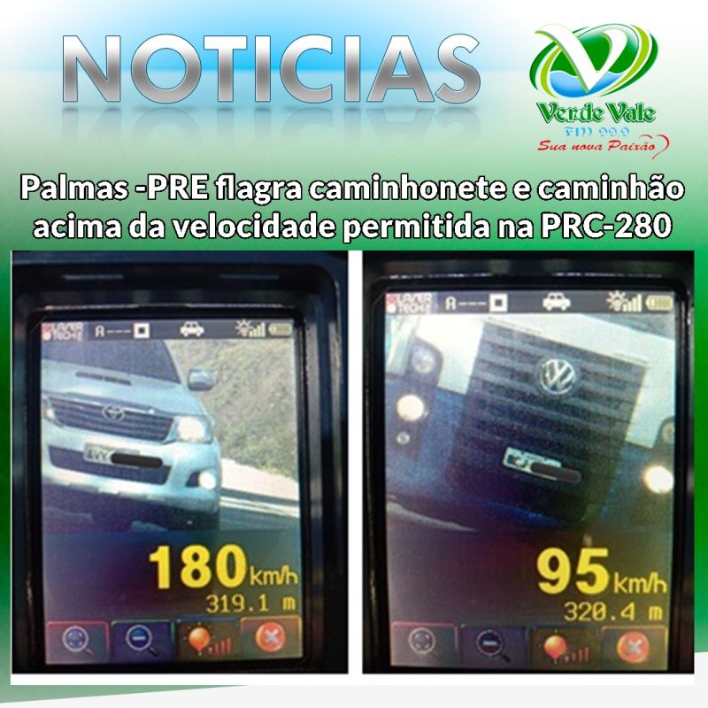 Operação Radar flagra excesso de velocidade na PRC 280 em Palmas