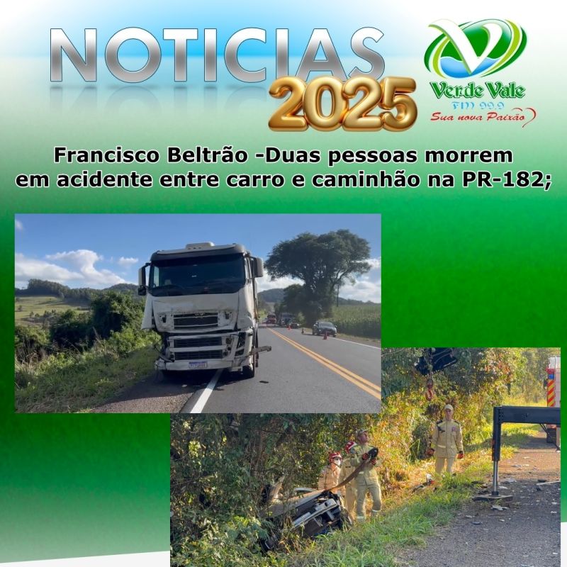 Francisco Beltrão -Duas pessoas morrem em acidente entre carro e caminhão na PR-182