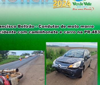 Francisco Beltrão - Condutor de moto morre em acidente com caminhonete e carro na PR-483
