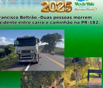 Francisco Beltrão -Duas pessoas morrem em acidente entre carro e caminhão na PR-182