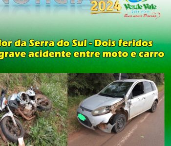 Flor da Serra do Sul - Dois feridos em grave acidente entre moto e carro